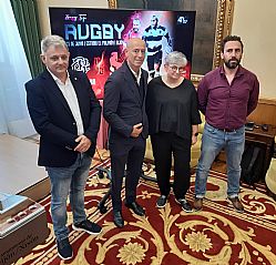 Imagen de la noticia: PRESENTADO EN EL AYUNTAMIENTO DE GIJÓN EL PARTIDO ENTRE LOS BARBARIANS Y EL XV DEL LEÓN